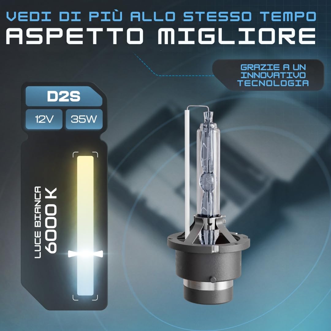 Gread D2S Xenon Burner 2 pezzi - 6000k 35W - per fari allo xeno con precisione e lunga durata bianco