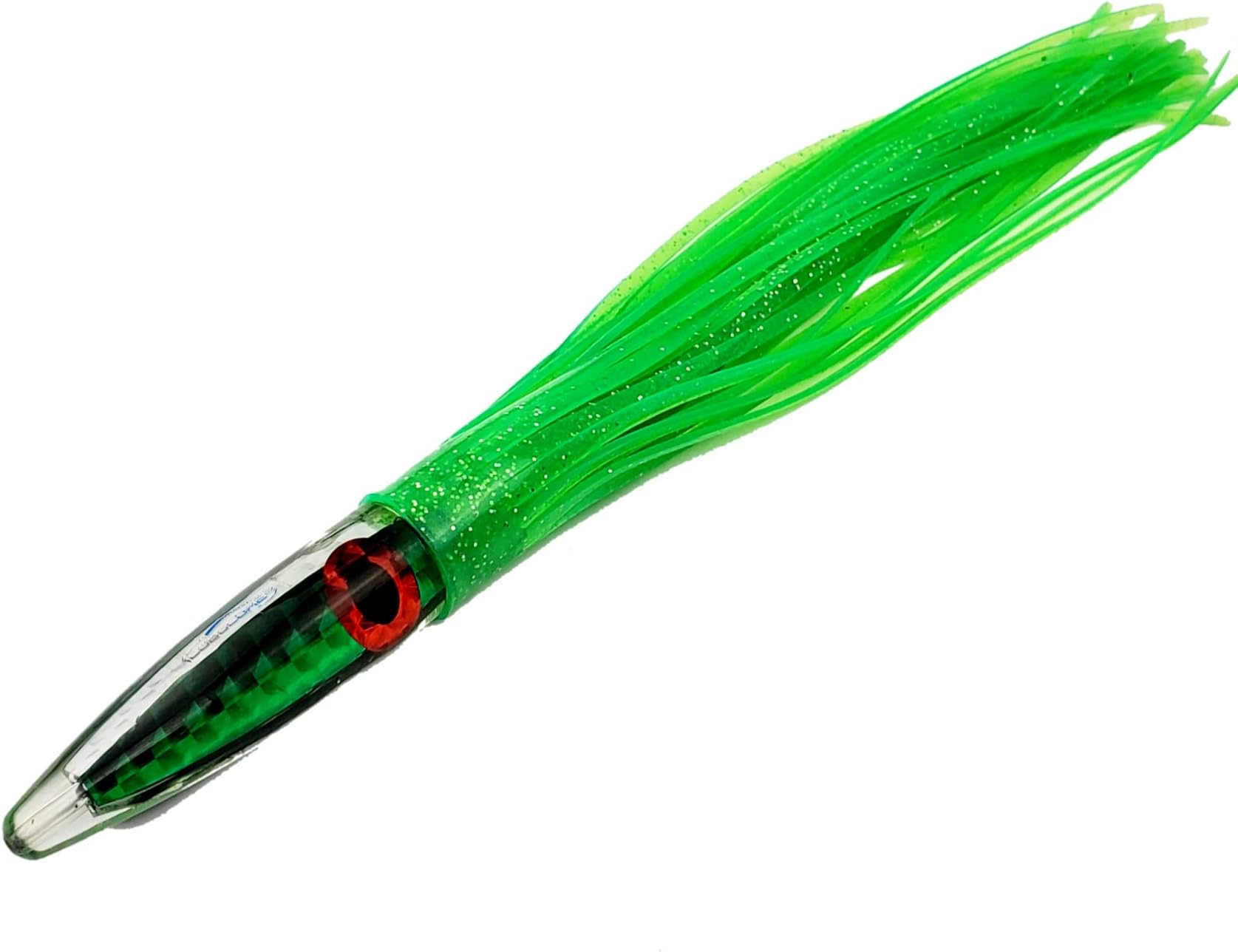 Lobo Lures#32 Demon Green Machine Tuna Bullet 12" Trolling Lure | Double Skirted | UV Refractive Technology