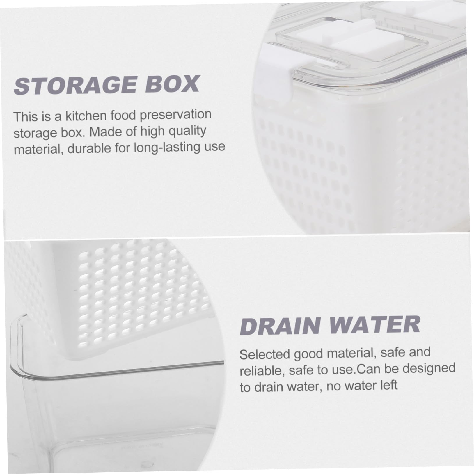 Cabilock 3 piezas Cajas Herméticas para Almacenamiento y Drenaje de Alimentos Contenedores Compactos para Frutas y Verduras Organizador Práctico para Frigorífico Fácil Limpieza y Ahorro de