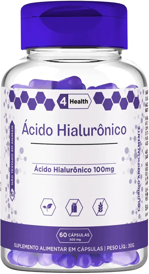 Ácido Hialurônico 100mg 60 Capsulas - 4 Health
