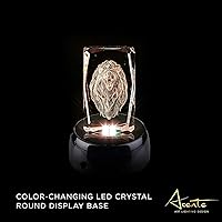 Vista 5 de Base de exhibición redonda de cristal de 4 LED con parte superior de espejo, soporte iluminado para arte de cristal, base de luz LED de 3 pulgadas