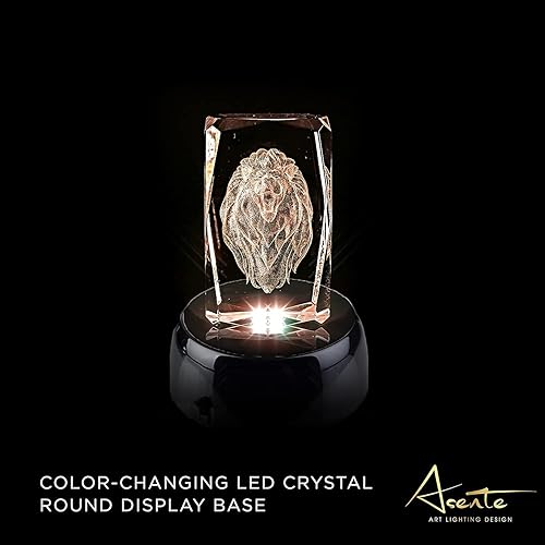 Miniatura 5 de Base de exhibición redonda de cristal de 4 LED con parte superior de espejo, soporte iluminado para arte de cristal, base de luz LED de 3 pulgadas