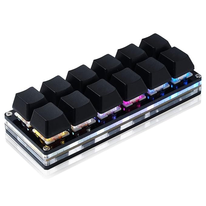 BTXETUEL 12 Key Mechanical Gaming Keyboard One Handed Keypad USB-C Wired OSU Keypad Programmable and Hot Swappable Keyboard.