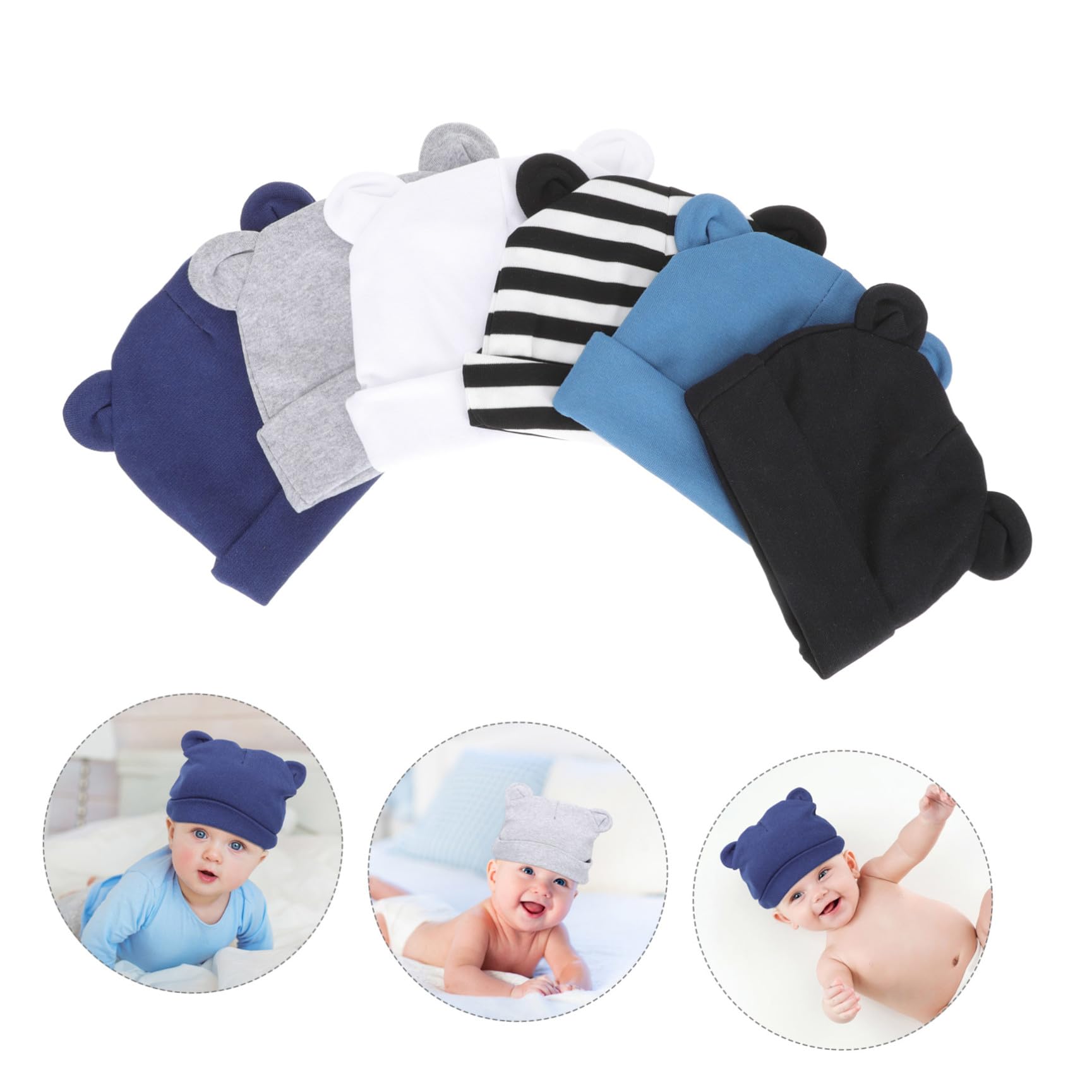 FRCOLOR Teiliges Baumwollmützen Mit Niedlichen Bärenohren Für Neugeborene Fotos Für Junge Mädchen Jahr Gestreift