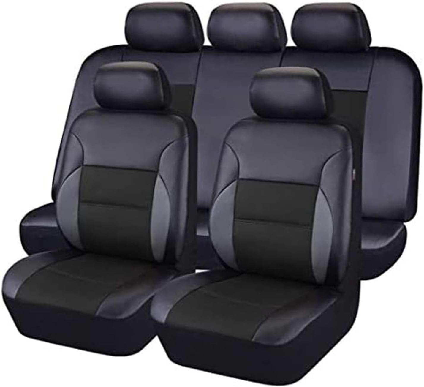 LVTFCO Auto Pelle Set Coprisedili per Dacia Duster 2018-2023, Impermeabile Antiscivolo Fodere Sedili Auto Pelle su Misura Copri-Sedile Anteriori Posteriori Accessori,Black