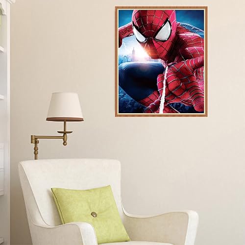 Miniatura 4 de Meetmugum Kit de pintura de diamantes 5D de Spidermans, kit de pintura de diamante redondo completo por números, rompecabezas de punto de cruz,
