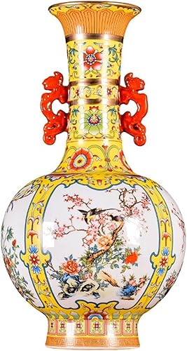 GLOOOB Flower Vase Desktop Vase Creative Personality Enamel Color Antique Vase 1653 Inch Large Floor Vase Indoor Handicraft Decoration Porch