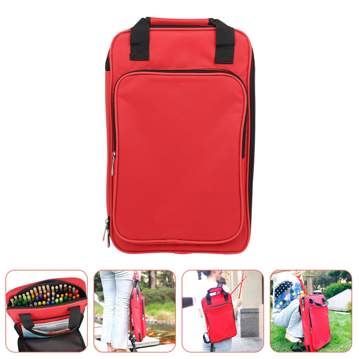 Bolsa para Baquetas de Batería Roja, de Algodón, Fácil de Transportar, Diseño Acolchado para Uso en Salas de Práctica y Escenarios