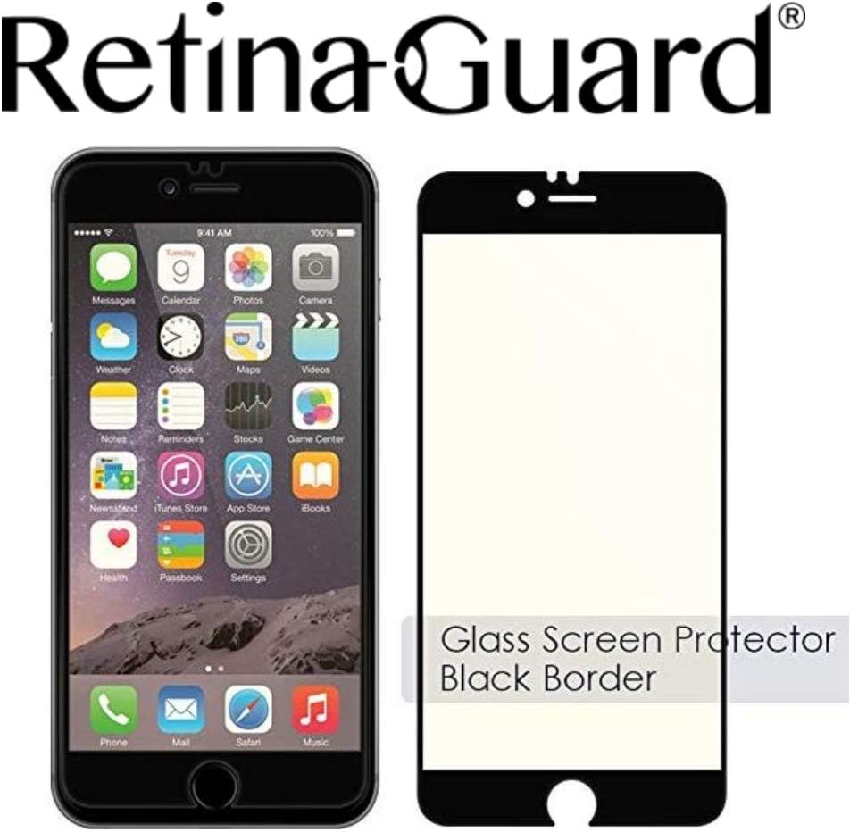 RetinaGuard iPhone 6, 6S Anti Blue Light Tempered Glass Screen Protector (Black Border), SGS and Intertek Tested, Blocks Excessive Harmful Blue Light, Reduce Eye Fatigue and Eye Strain