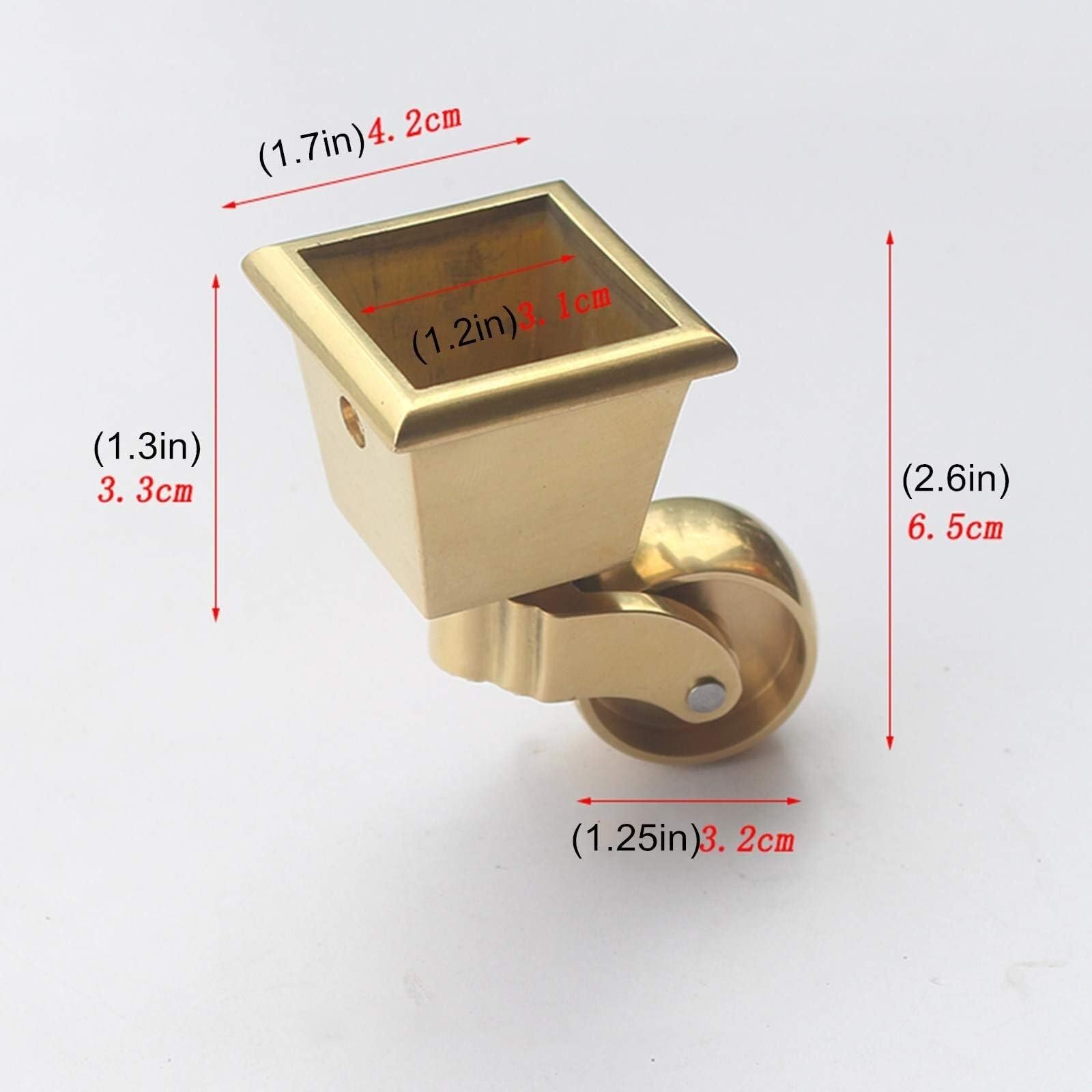 Set di rotelle Dorate di 4 mobili con rotelle a U a Tazza Quadrata