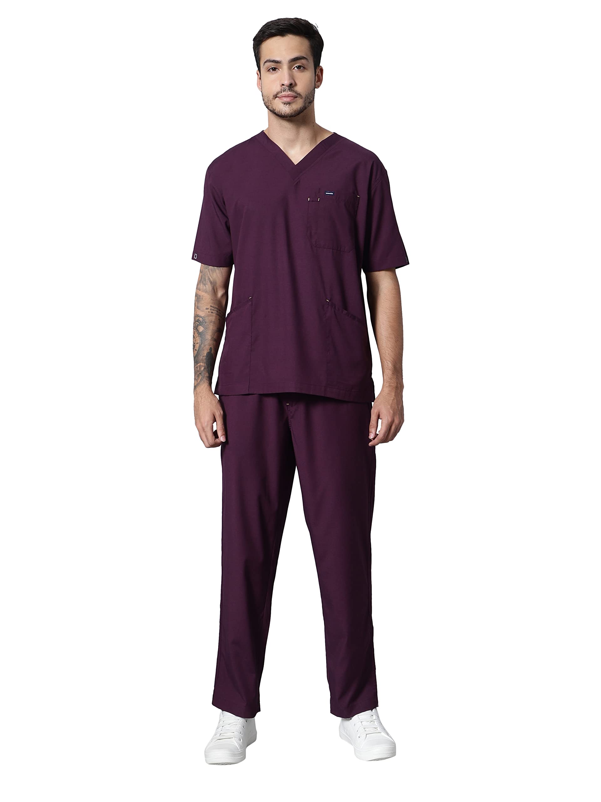 UNINUR MenS Excellent Eazy 7 Pocket Scrub Suit for Doctors,Nurse & Health Professional, Color-Wonder Wine,Small (B0C4GRT2M1) Amazon Price History, Amazon Price Tracker