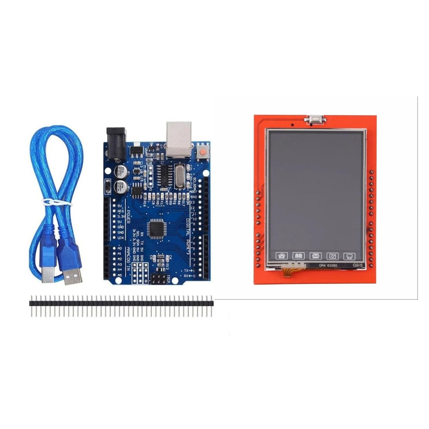 UNO SMD with 2.4 Inch TFT Touchscreen Shield Combo and USB Cable | Includes Documentation, Libraries, and Test Code-picture-26