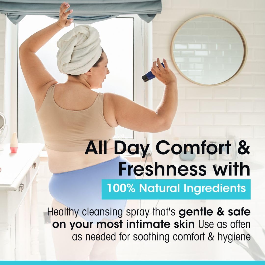 vH essentials Intimate Cleansing Spray with Hypochlorous Acid 3 fl oz – Gentle, pH-Balanced Feminine Cleanser for Odor Control, Freshness & Comfort – Alcohol-Free, Sting-Free