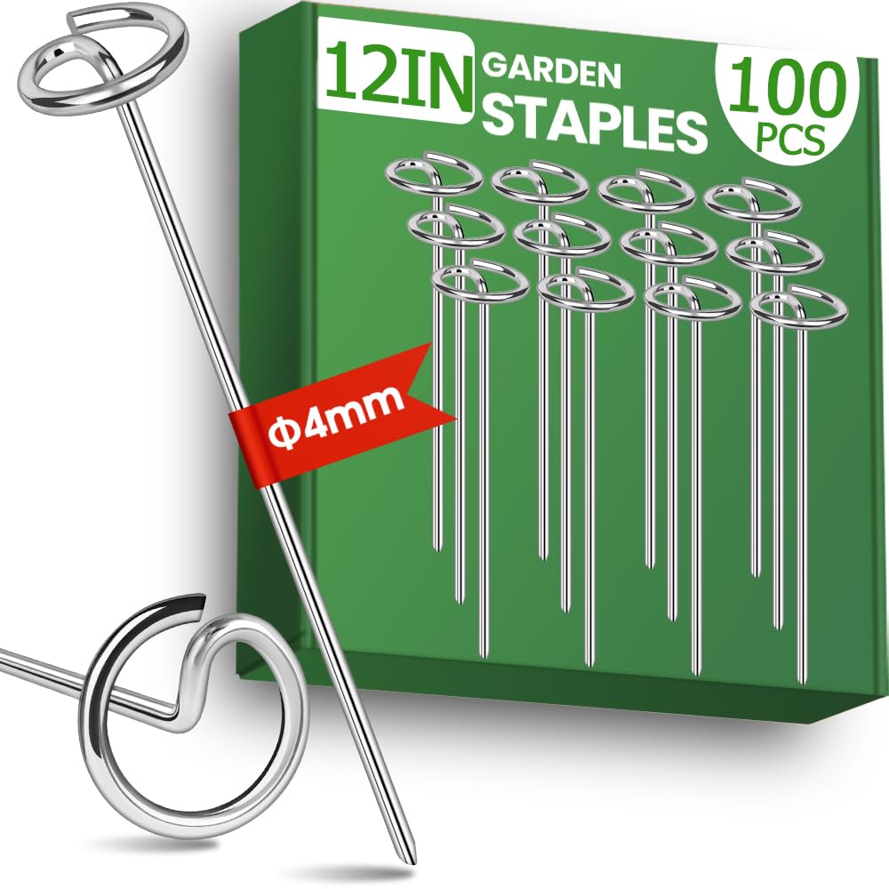 Épingles à tissu paysager de 30,5 cm, agrafes de jardin en acier galvanisé de calibre 8, piquets de tente, piquets de cour pour décoration de barrière contre les mauvaises herbes (100 x 30,5 cm)