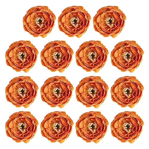 PATIKIL Artificial Flower Head, 30 Pcs Fake Flowers Heads Bulk Silk Peony Heads Simulation Flower for Bouquets Wreaths Wedding Decor, Caramel
