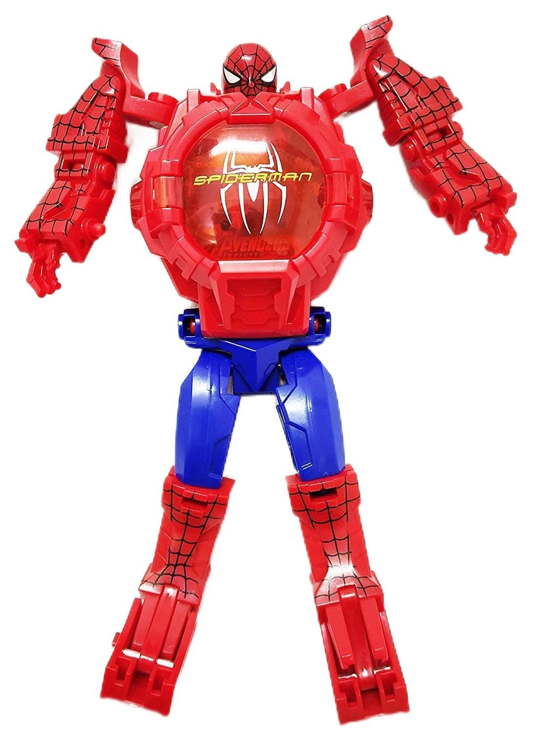 AKANAR Spiderman Super Hero Action Figure Toy Robot Deformation Convertible Digital Wrist Watch for Kids (Pack of 1) (B0953RCWDX) Amazon Price History, Amazon Price Tracker