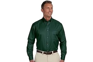 Harriton Men's Easy Care Long-Sleeve Twill Shirt With Stain Release