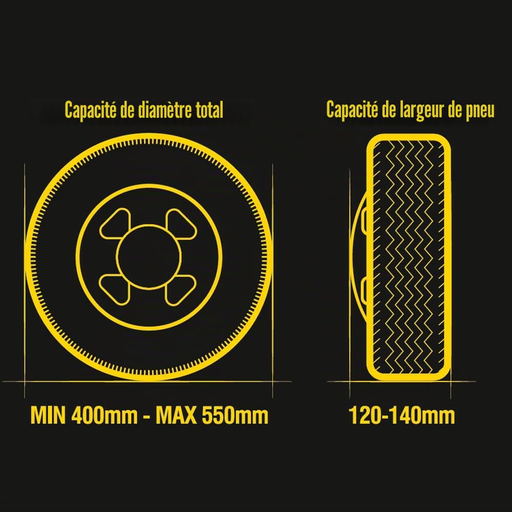 Pince de roue universelle Maypole de 8 à 10 pouces adaptée aux petites remorques avec une largeur de pneu de 120 mm à 140 mm, un diamètre de 400 mm à 550 mm | Largeur du pneu : 120 mm à 140 mm - Diamètre : 400 mm à 550 mm