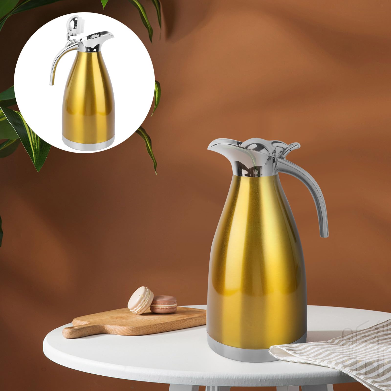 Thermosflasche 2000ml aus Edelstahl, Doppelwandig, für Zuhause und Büro