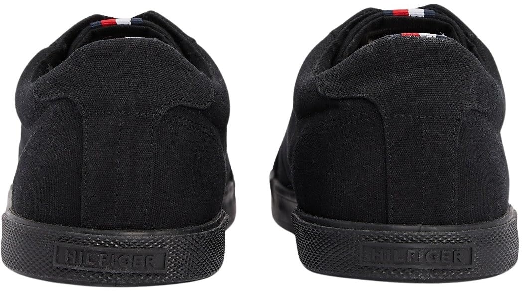 Tommy Hilfiger Zapatillas para Hombre Sneaker con Suela Vulcanizada, Negro (Black/Black), 44
