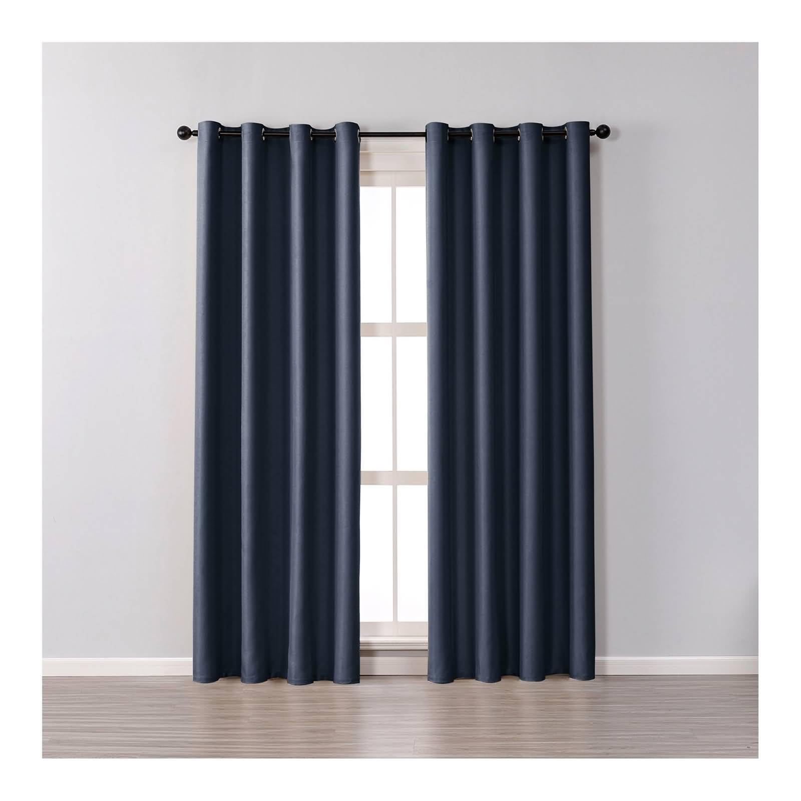 Verdunkelungs-Vorhang Gardine mit Ösen, Baumwolle Wärmeisolierter, raumverdunkelnder Verdunkelungsvorhang, Dunkelblau, H147 x B107 cm