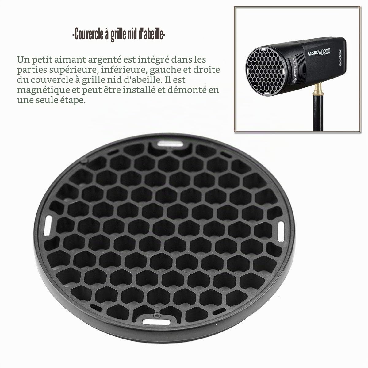 Godox AK-r1 AD200 Tête Ronde kit d'accessoires magnétique Port pour Godox H200r Séparation Extension Tête AD200 Pocket Flash