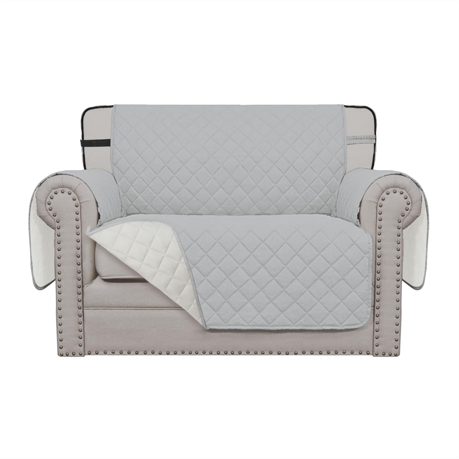 Easy-Going Reversible Couch Cover, Chair 30 in, Light Gray/Ivory
