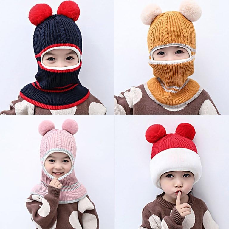 Image of Toddler Winter Hat With Scarf and Earflap Hood - Fleece Lined Monkey Cap for Baby and Kids (6 Months to 7 Years)