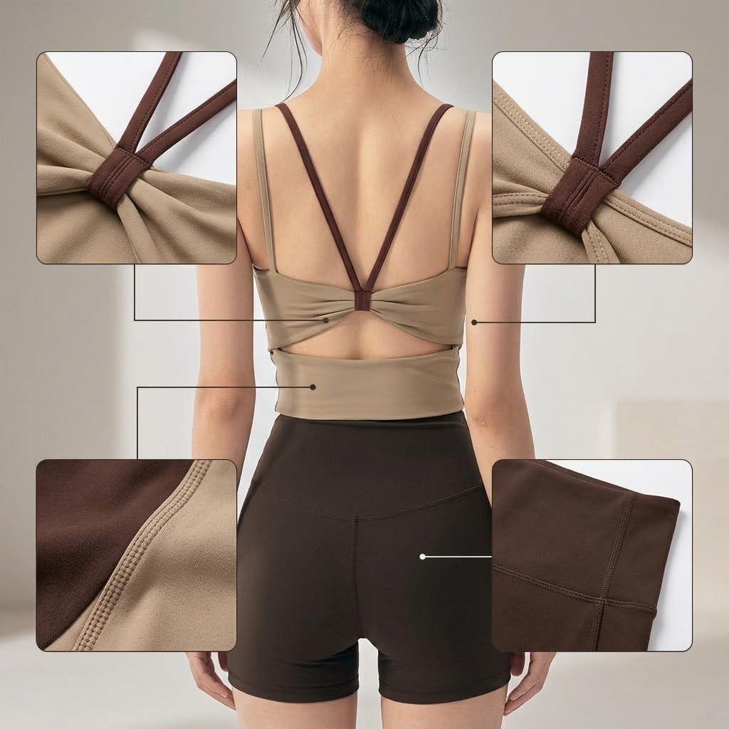 Damen Sport Shorts Set, Zweiteiliger Sportanzug für Fitness und Workout, sportbekleidung