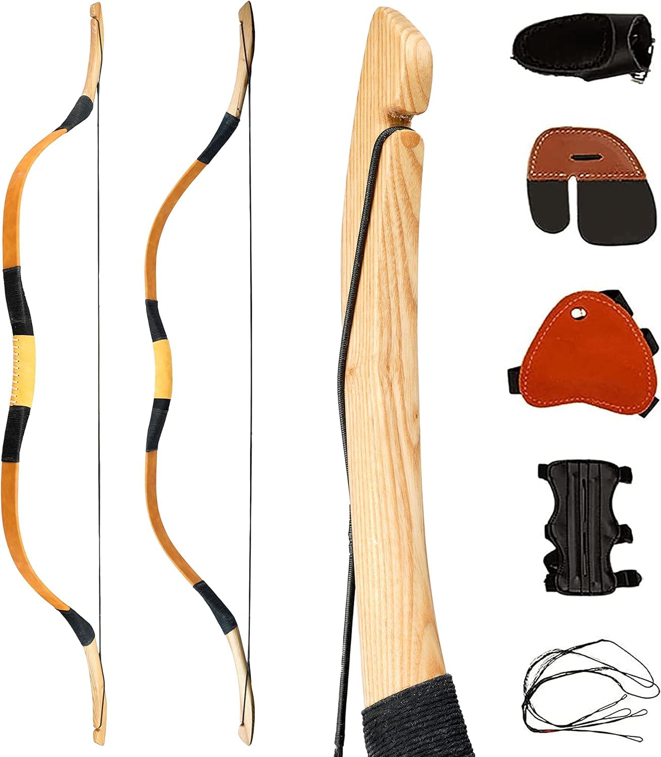 Photo 1 of PMZ Archery Recurve Bow Set, High-Performance Horse Bow Long Bow for Hunting, Right Left Hand Traditional Bow for Beginner Adults Teenagers, 20-50lbs 30LB