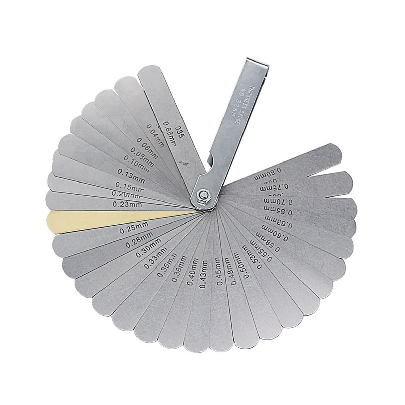 Cfwwsaq One Color Feeler Gauges, 32Pcs Blades Metric Feeler Gauge High Precision 0.04-0.88 Thickness Gages Gap Filler Feeler Gauges Woodworking Measuring Tool