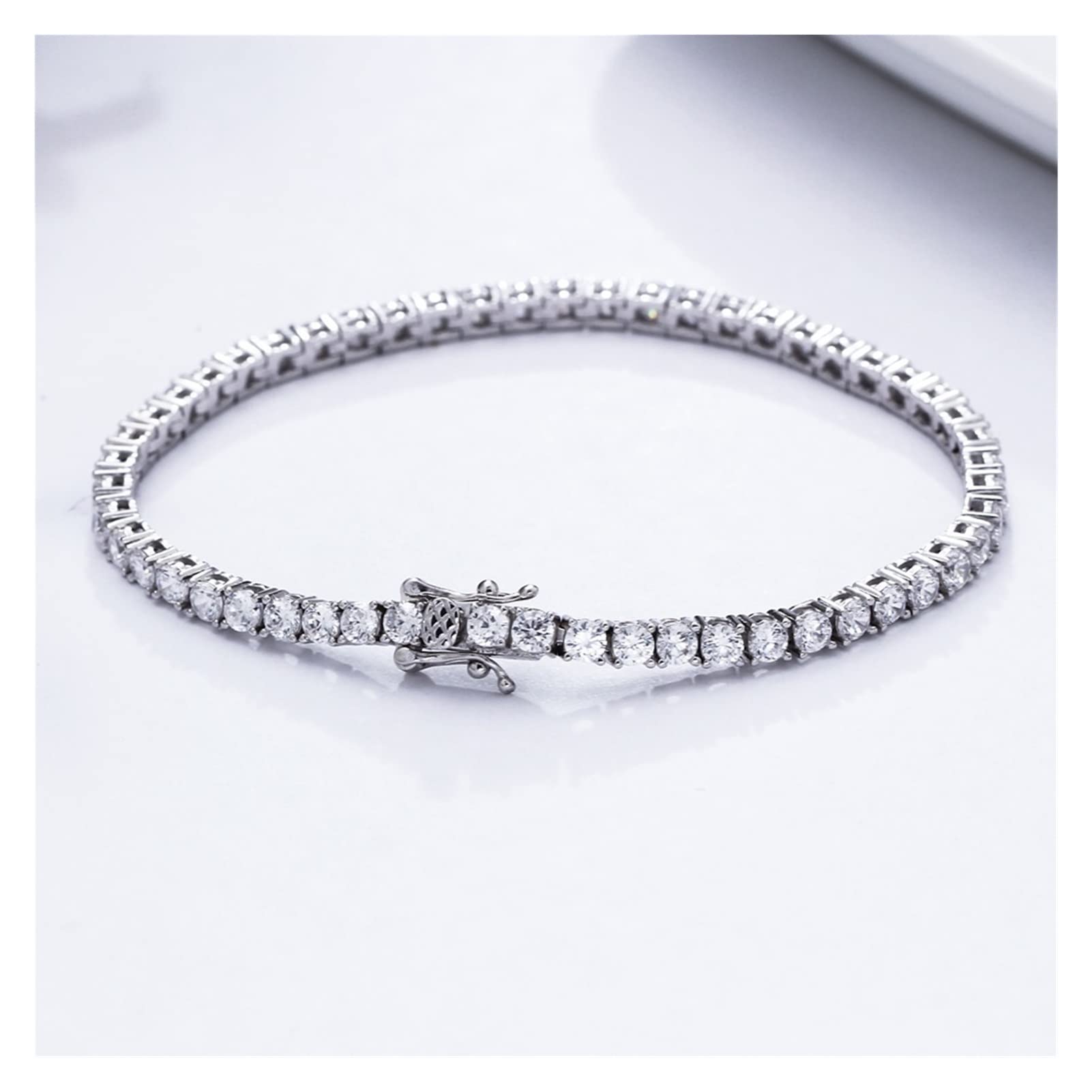 Amazon.co.jp: クラシック15-21cmテニスブレスレット925銀2mm