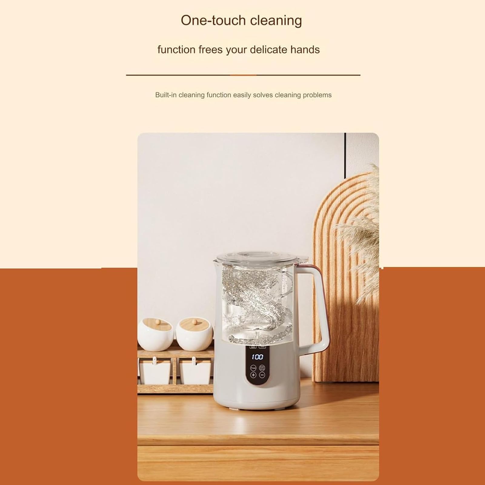 Machine à Lait de Noix Intelligente Touch, 10 Lames en Acier Inoxydable, Machine à Lait de Soja pour la Cuisine Domestique (Prise UE 220V)