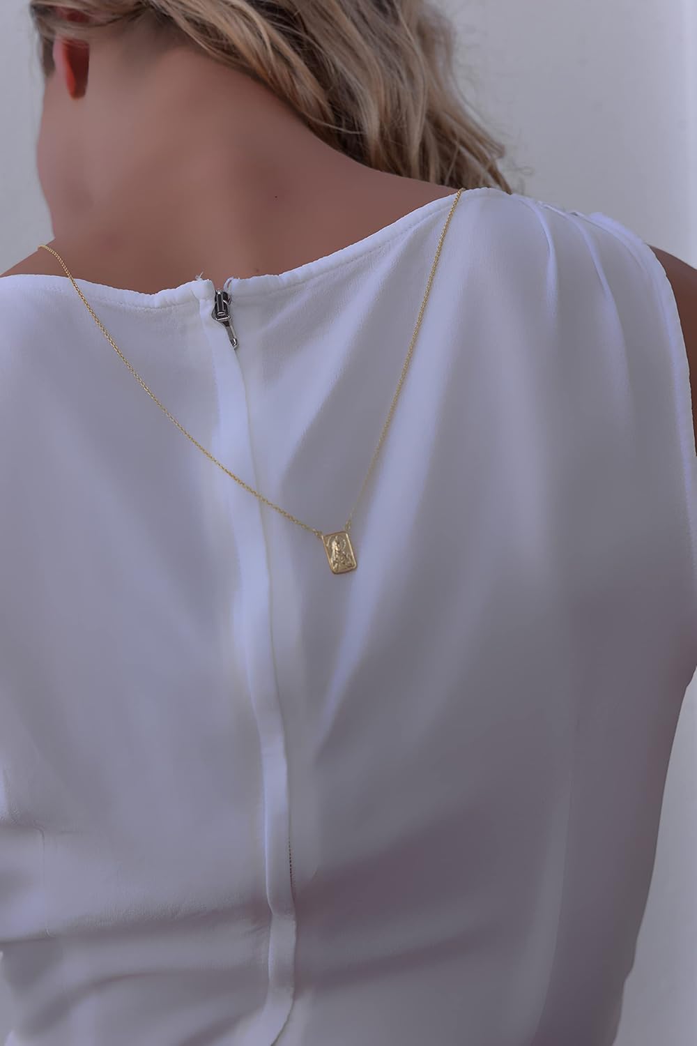 FRONAY 14k Gold Plated 925 Sterling Silver Double-Sided Scapular Necklace – Religious Escapulario Pendant Fine Jewelry, Made in Italy - Image 5