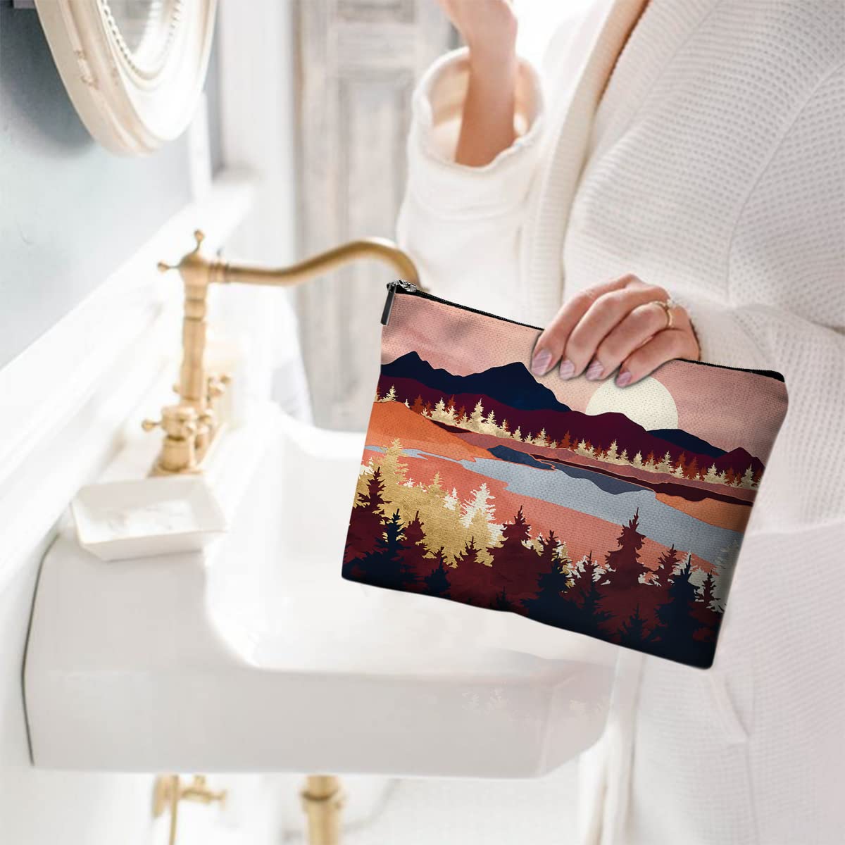 Kleine Make-up-Tasche für Geldbörse, niedliches Segeltuch, wasserdicht, Kosmetiktasche für Damen, mit Reißverschluss, Reise-Kulturbeutel