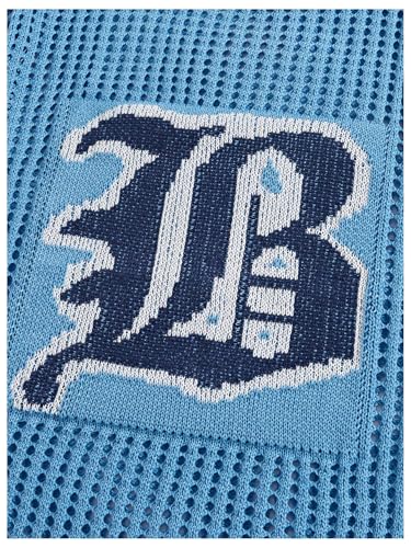 Verdusa Men's Hollow Out Letter Print Knit Top Sweaters Short Sleeve Pullover3