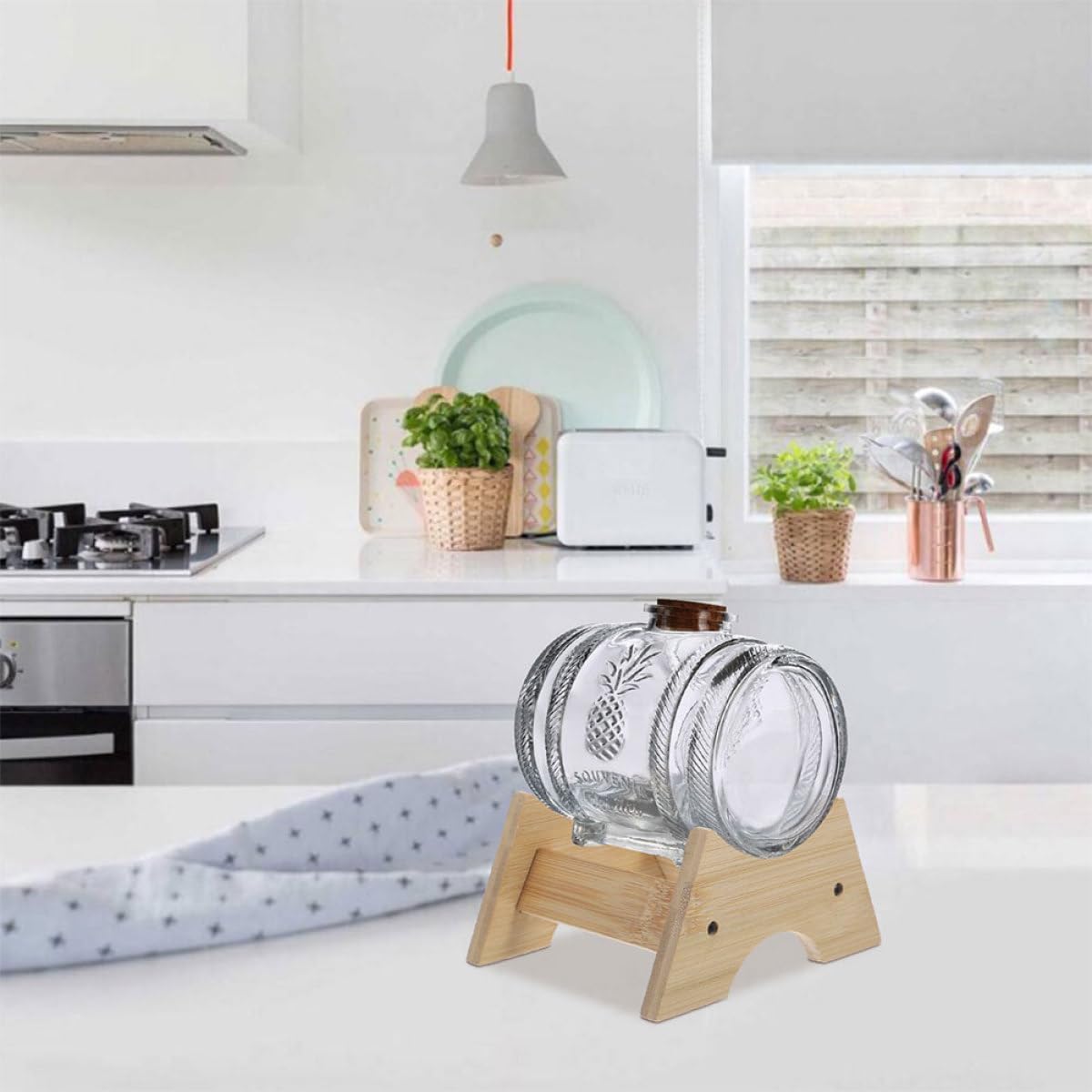 Soporte Mantenimiento Fácil 2 Piezas para Dispensador de Bebidas de Madera para Barril de Vino y Jarra de Whisky para Bares y Áreas de Comedor