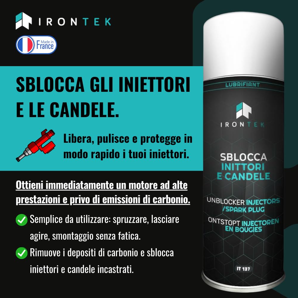 Inyector y vela de 500 ml - IRONTEK | IT137 | Disuelto Calamina | Fórmula Pro Espuma Penetrante | Acción Rápida Pro