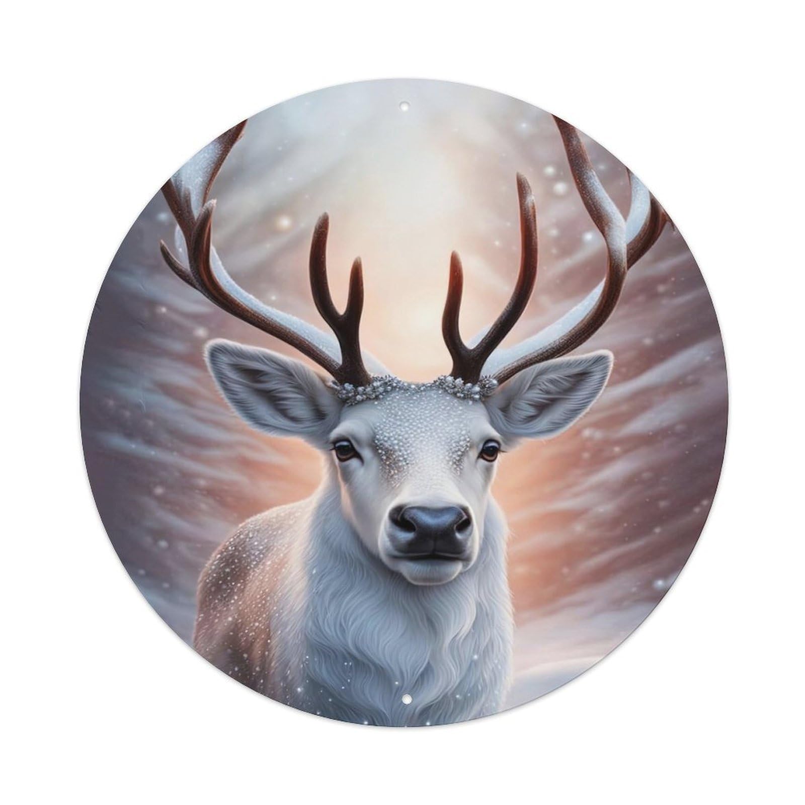 Animal Artwork Curious White Elk Vintage Metal Tin Sign Plaque Wall Decor for Cafe, Club Bar, Office, Garden Metal Poster 8x8Inch
