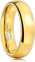 KingWill Tungsten Carbide Wedding Bands Men Women 1.5-8mm 24K Gold Rose Gold Plated Domed Polished Rings