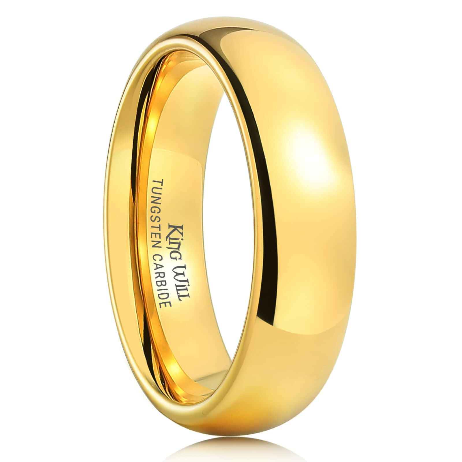 King Will Men's Women's Tungsten Carbide Ring 24k Gold Plated Rose Gold Plated Domed Polished Finish Wedding Band