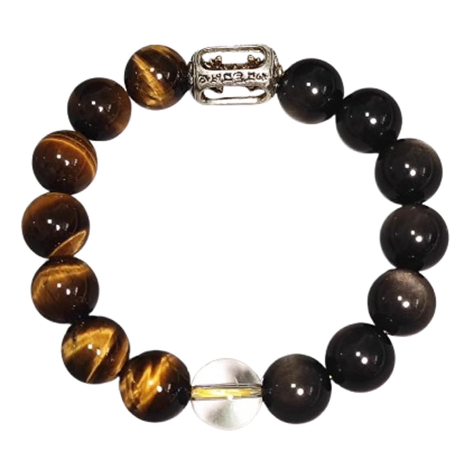 Pulsera de cristal y cuentas de obsidiana elástica para regalos 7