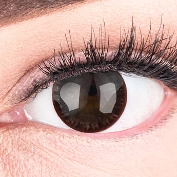 GLAMLENS Dark Brown Coloured Contact Lenses Choco Dark Brown Very Strong Opaque Silicone Comfort Novelty + Container   1 Pair 2 Pieces   DIA 14.00   No Prescription 0.00 Dioptres