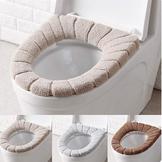 Toilet seat warmer, toilet seat cover, washable toilet seat cover, 3 pieces, soft, thick, washable, stretchy.