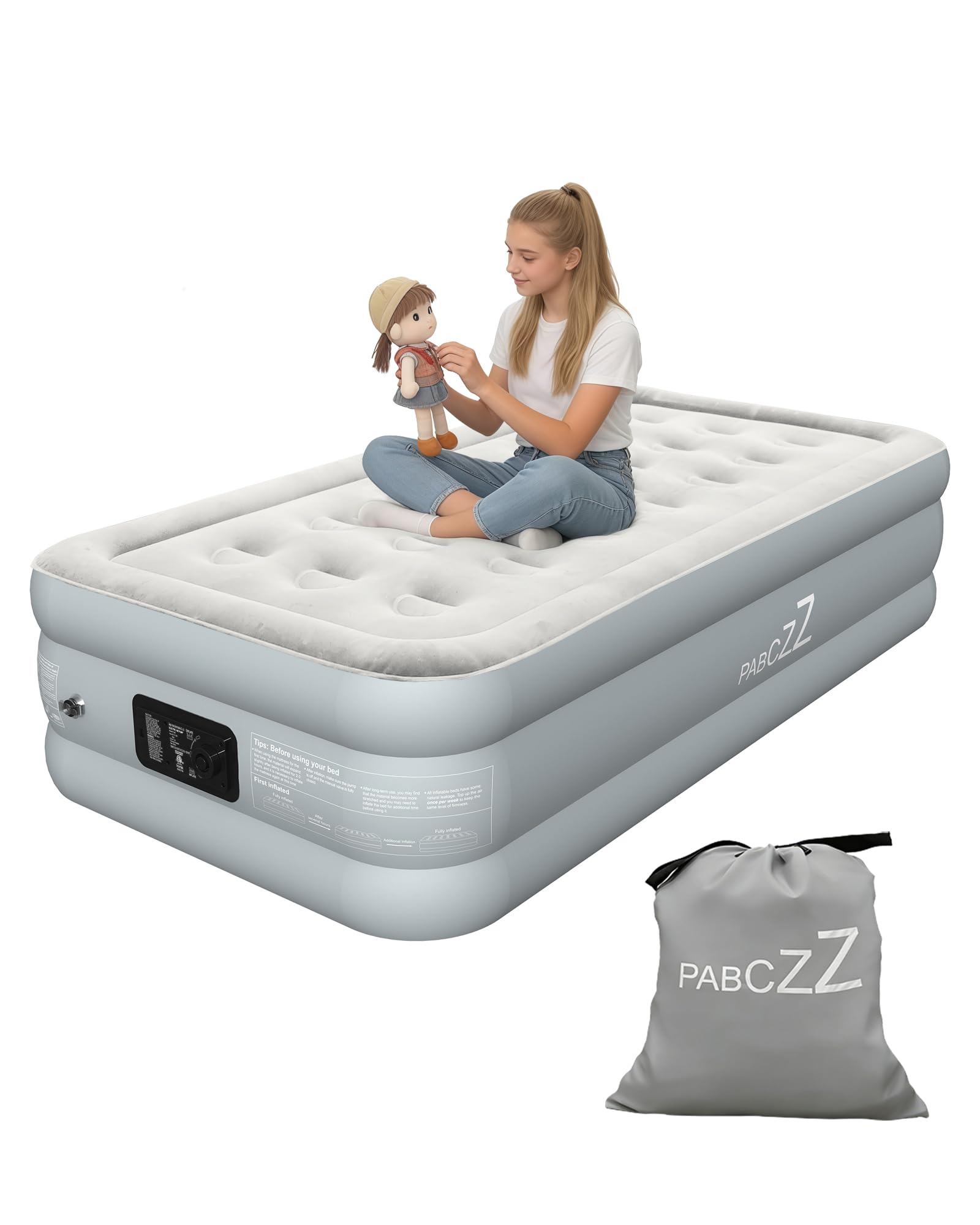 Photo 1 of PABCZZ Air Mattress Twin with Built-in Pump, 18" Height