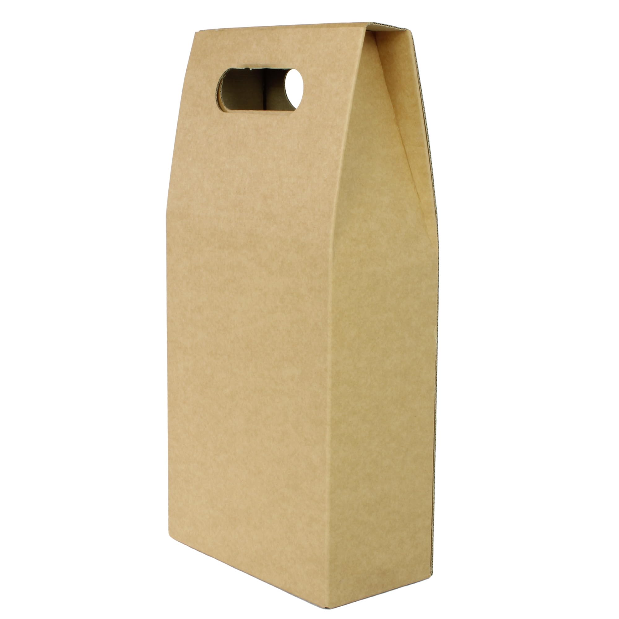 SelfHold 2 Bottle Brown Christmas Wine Gift Boxes 175 x 92 x 260mm - Presentation Bottle Boxes | Wine Gift Packaging (Pack of 5)