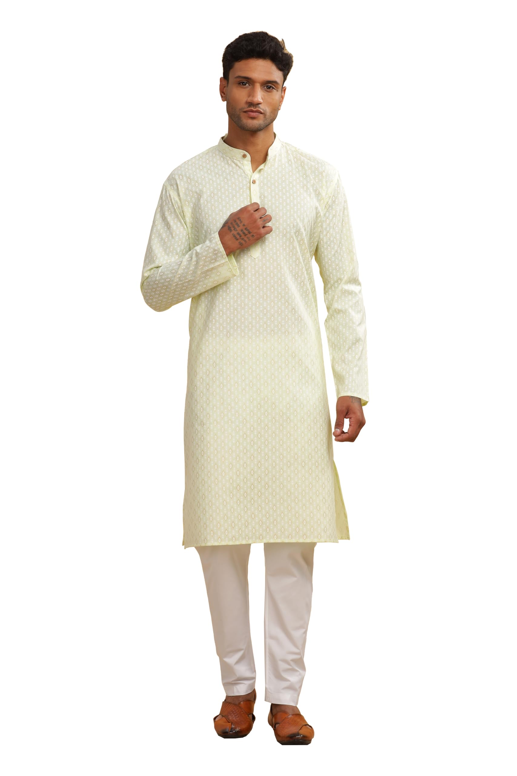 Be Active Men's Cotton Regular Kurta (C-399-4_M_Green)