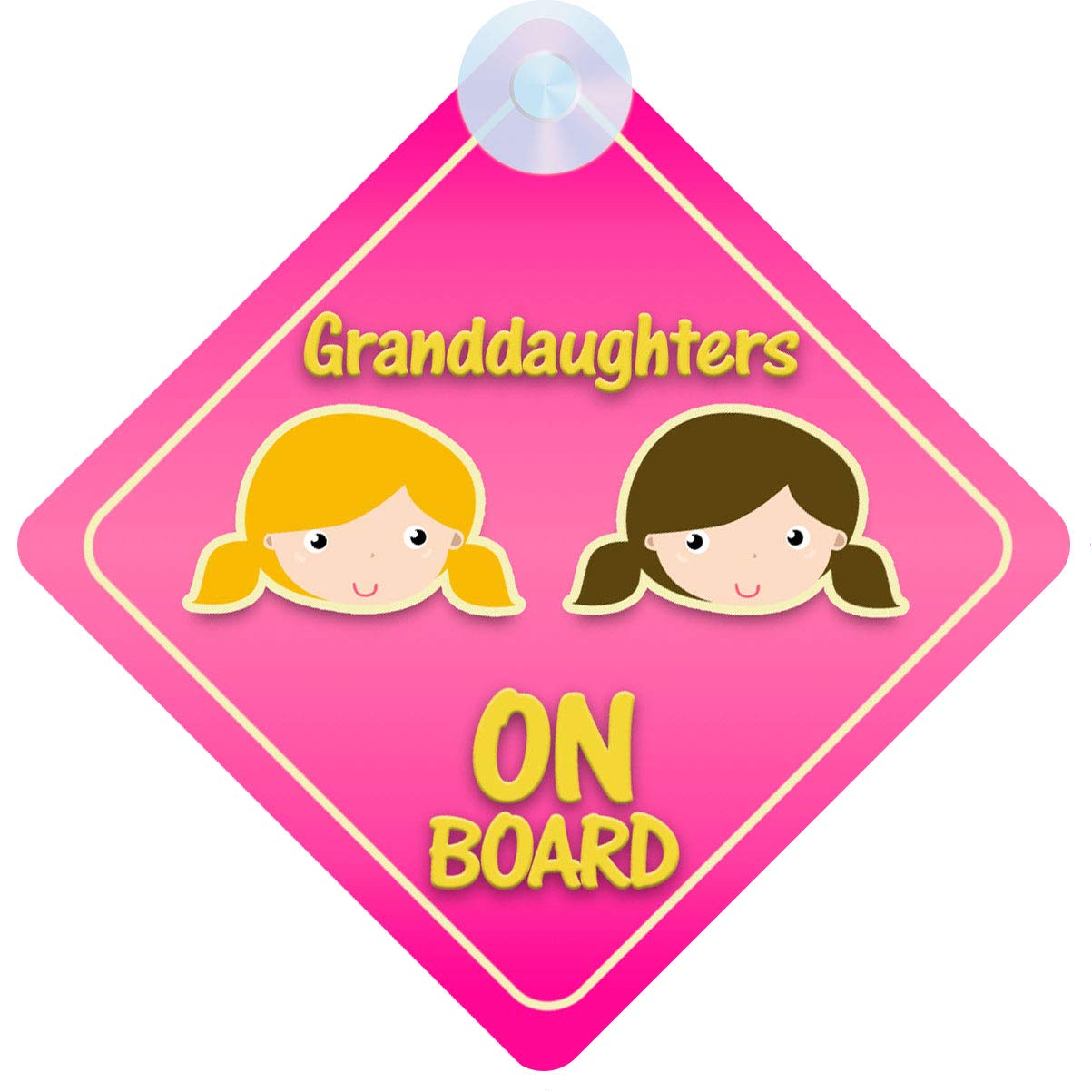 mybabyonboard UK Granddaughters on Board Car Sign for Children/Baby Girls Non Personalised Character Theme