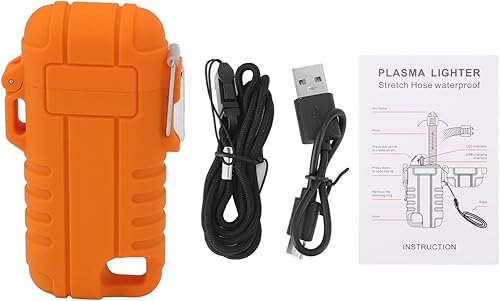 Miniatura 6 de Encendedor eléctrico USB portátil, reutilizable, de doble arco, recargable por USB, manguera retráctil resistente al viento, IPX7, impermeable,