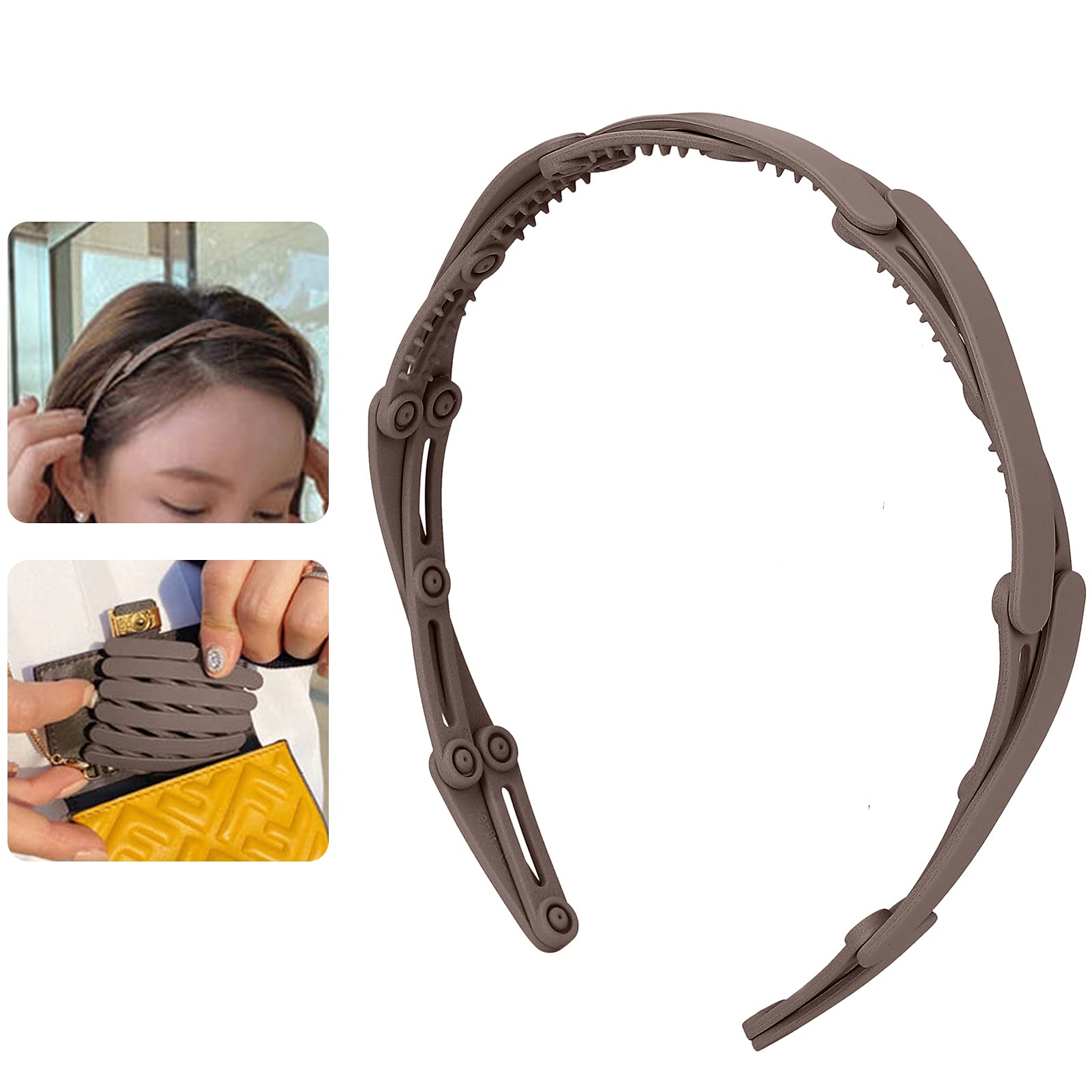 AUTOECHO Fascia per capelli pieghevole, fascia per capelli con tasca retrattile, portatile, antiscivolo, per il lavaggio del trucco, per donne e ragazze